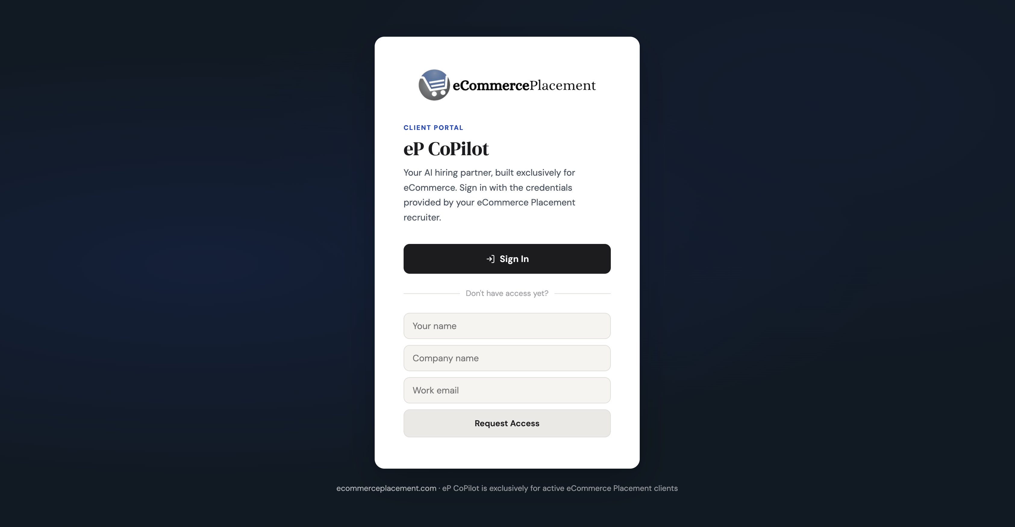 eP CoPilot Client Portal